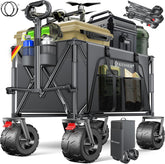 KESSER® Bolderkar, GTR9000, handwagen, 200 kg, 300 liter, opvouwbaar, brede 360° luchtwielen en parkeerremmen, weerbestendig, strandwagen, incl. afdekking, zijzak en bekerhouder