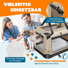 Reisbench hond - Draagtas hond - Transportbox - 60x42x42 cm - Beige