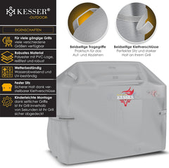KESSER® Barbeque Hoes - Scheurbestendig - 132x66x109cm - Grijs