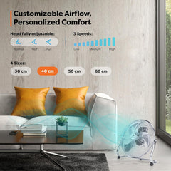 Aerson Vloerventilator - 40cm - 3 standen - 55W - Zilver