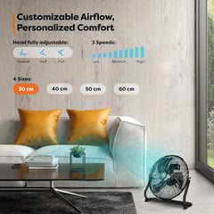 Aerson Vloerventilator - 30cm - 3 standen - 55W - Zwart