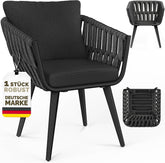 Tuinstoelen - Weerbestendig - Met armleuning - Set van 6 - Zwart - Tillvex®