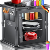 KESSER® Campingkeuken, opvouwbaar, outdoor campingkast, 60 x 80 cm, keukenkast met aluminium frame, 3 vakken incl. 4-delige bekerset, zijvakken en vliegengaas, campingkeuken van UV-bestendige stof