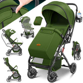 KIDIZ® Kinderwagen kinderbuggy opvouwbare ligbuggy sportwagen opvouwbaar 360° wielen 5-punts gordel incl. voetenzak, drankhouder, regenhoes & muggennet verstelbare rugleuning & zonnekap