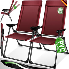 Tuinstoelen verstelbaar - Ligstoel - Set van 2 - Rood - KESSER®