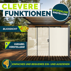 Windscherm uittrekbaar - Oprolbaar - Uitschuifbaar - Camping - 200x400 cm - Beige - Tillvex®