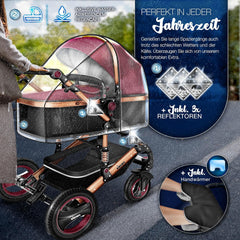Kinderwagen 3 in 1 - Buggy - Wandelwagen - Kinderbuggy - Zwart/Rood - KIDUKU®