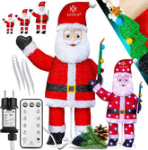 KESSER® Kerstman LED kerstfiguur kerstdecoratie voor binnen en buiten weerbestendig IP44 met afstandsbediening en haringen kerstverlichting kerstdecoratie 180 cm