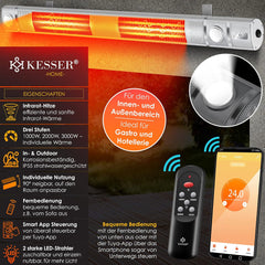 Infrarood Verwarming - Terrasverwarmer - Elektrische Heater - Zilver - KESSER®