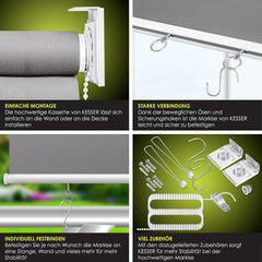 KESSER® Klemluifel - Balkonluifel - Rolgordijn - 160x240cm - Grijs