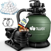 Tillvex® Zandfilter - Zandfilterpomp - 13200L/u - Groen