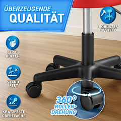 Zadelkruk - Kruk op wielen - Rolkruk - Draaikruk - Rood - TRESKO