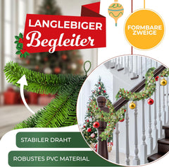 KESSER Kerstslinger 10 m met verlichting, 200 leds, timer, led-ketting, 8 lichtmodi, kerstverlichting, kerstdecoratie voor binnen en buiten, dennenslinger incl. afstandsbediening + decoratieve
