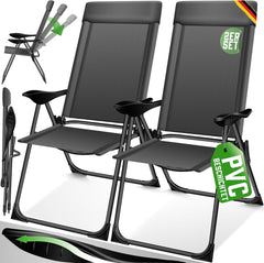 Tuinstoelen verstelbaar - Ligstoel - Set van 2 - Antraciet - KESSER®