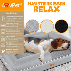 Orthopedisch hondenbed, hondenkussen, hondenkorf relax, incl. bak + 3 x kauwbotten, hondensofa voor kleine, middelgrote en grote honden, hoes afneembaar en wasbaar, 106x80x22cm grijs
