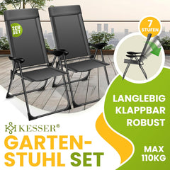 Tuinstoelen verstelbaar - Ligstoel - Set van 2 - Antraciet - KESSER®