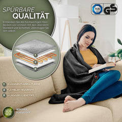 Elektrische deken - Warmtedeken - 1 persoons - 160x120 cm - Zwart - Sinnlein® •
