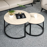 Salontafel rond - Salontafels - 2 stuks - 60 & 45 cm - Lichtbruin