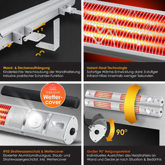 Infrarood Verwarming - Terrasverwarmer - Elektrische Heater - Zilver - KESSER®