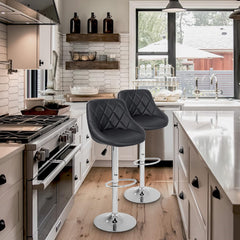 Barkrukken set van 2 - Barstoel met rugleuning - Barkruk - Barstoelen - Zwart - TRESKO®