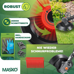 MASKO® Grastrimmer op accu - Bosmaaier - Grijs