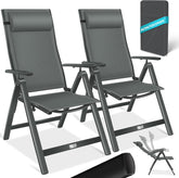 Tuinstoelen verstelbaar - Ligstoel - Set van 2 - Antraciet - KESSER®