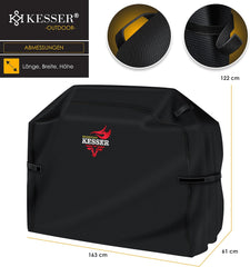 KESSER® Premium BBQ-grillhoes, gasgrill, grillkaphoes, weerbestendig, voor Weber, Brinkmann, Char-Broil, afdekhoes, beschermhoes, 600D Oxford-stof, scheurbestendig, 163 x 61 x 122 cm, zwart