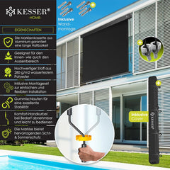 KESSER® Klemluifel - Balkonluifel - Zonwering - 160x250cm - Zwart