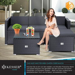 KESSER® Loungeset Polyrotan - 3-zitplaatsen - 3-4 personen - Antraciet