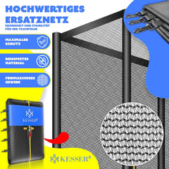 KESSER® Veiligheidsnet Trampoline - Trampolinenet - Ø366cm - Zwart •