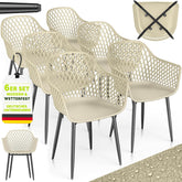 tillvex® Tuinstoelen, set van 6, weerbestendig, met armleuning, outdoorstoelen tot 120 kg belastbaar, uv-bestendig, terrasstoel, tuinmeubelen, terras, balkon, outdoor, tuin