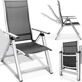 Tuinstoel - Ligstoel - Verstelbaar - Opvouwbaar - Zilver - Tillvex®
