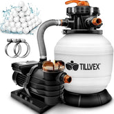 Tillvex® Zandfilter - Zandfilterpomp - 10200L/u - Wit
