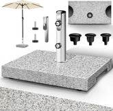 Tillvex® Parasolvoet op wielen - Graniet 25kg - Ø16mm-Ø48mm - Grijs