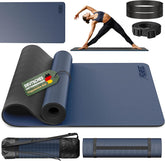 Yogamat - Fitness mat - Sportmat - Yoga mat extra dik - Blauw - RE:SPORT