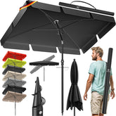 KESSER® Parasol LED Solar - Verstelbaar - Buigbaar - Zwart