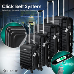Kesser® 4-delige set koffers met harde schaal, Hard Shell Basic koffers met harde schaal, trolleys, reiskoffers, set reiskoffers, bagage, rolkoffers, slot, 4 wielen, acrylonitril-butadieen-styreen, telescopische handgrepen, S-M-L-XL