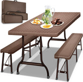 Picknicktafel - Campingtafel - Biertafel - Opvouwbaar - 180 cm - Bruin/Zwart - Tillvex®