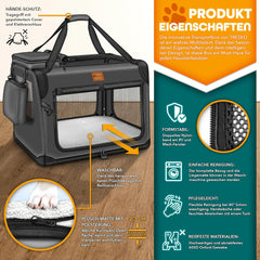 Reisbench hond - Draagtas hond - Transportbox - 83x58x58 cm- Antraciet