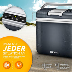 Koelbox Elektrisch – 12V en 230 volt - Coolbox - Frigobox - 24L – Grijs