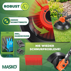 MASKO® Grastrimmer op accu - Bosmaaier - Oranje