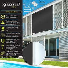 KESSER® Klemluifel - Balkonluifel - Rolgordijn - 140x140cm - Antraciet