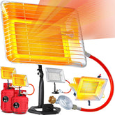 KESSER Gasheater warmtestraler gas opzetstuk straler incl. piëzo-ontsteking slang & regelaar flessenhouder gaskachel opzetverwarming aangedreven met propaan - voor 5 kg of 11 flessen, zilver