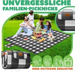 Picknickkleed - Picknickdeken - Buitenkleed - Waterdicht - 200x200 cm - Wasbaar - Zwart - KESSER®