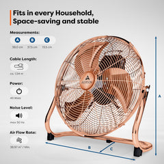 Vloerventilator - Industriele ventilator - 30 cm - Koper - AERSON
