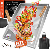 KESSER® RVS Grillplaat Plancha - 40x30cm - Tot 800°C - Vaatwasserbestendig