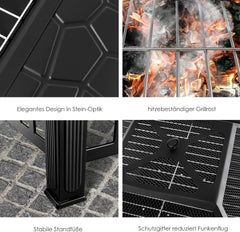 KESSER® Vuurschaal - Vuurkorf - 82x82x50cm - Zwart