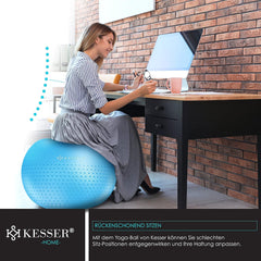 Fitness bal - Yoga bal - Pilates bal - Zwangerschapsbal - 75cm - Blauw - KESSER®