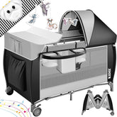 KIDIZ® 3in1 Babybedje - Campingbedje - Ledikant - Zwart