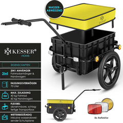 KESSER® Fietsaanhanger - Transportaanhanger - Max. 60kg - Geel •